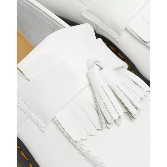 😎🩺 DR MARTENS - ADRIAN WHITE TASSLE LOAFERS YELLOW STITCH - NWT - SZ 7 - Picture 3 of 7